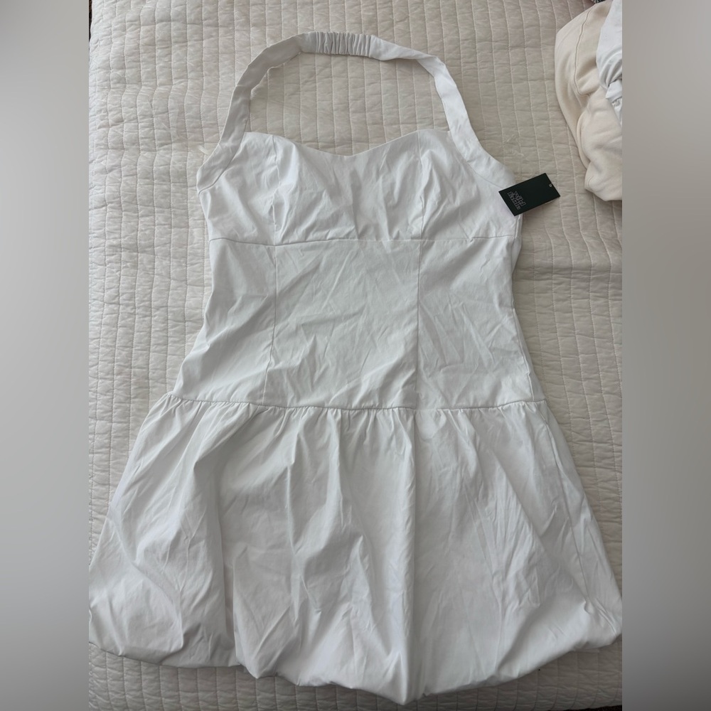 White Sleeveless Fit-and-Flare Sundress
